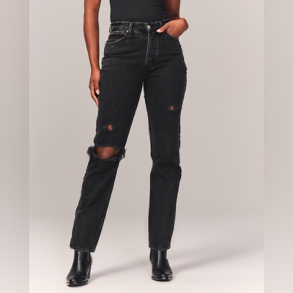 Abercrombie & Fitch Denim - Abercrombie and Fitch The Dad High Rise Distressed Button Fly Jeans